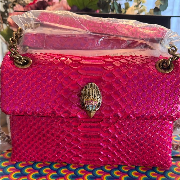 Kurt Geiger Hot Pink Snakeskin Shoulder Bag - Picture 2 of 5